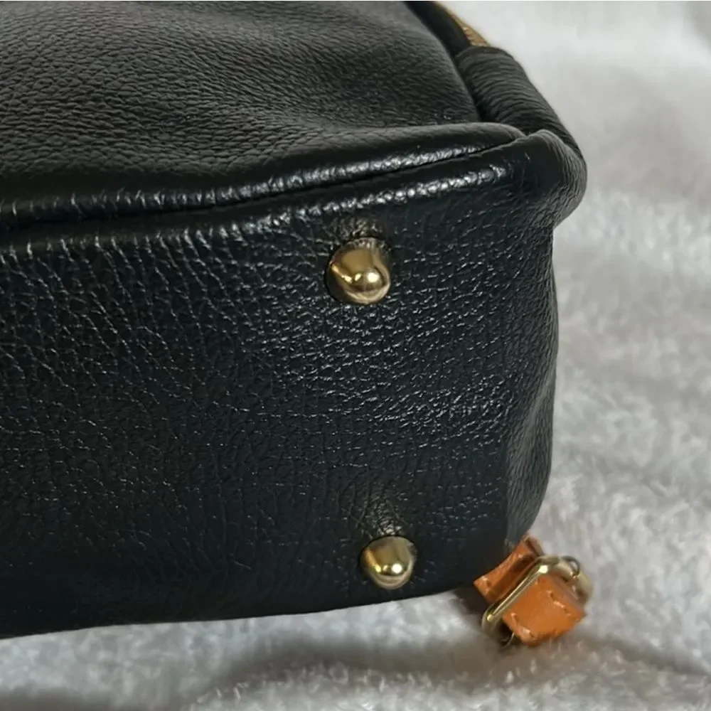 Divina Firenze black Pebbled Leather Convertible Top Handle Backpack Crossbody